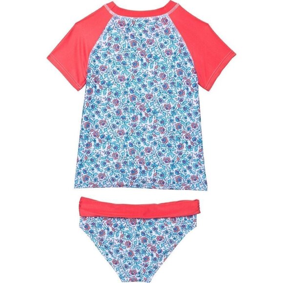Aqua et Sol Youth Girl's 2 Piece Rashguard Swimsuit UPF 50+ - Picture 2 of 3